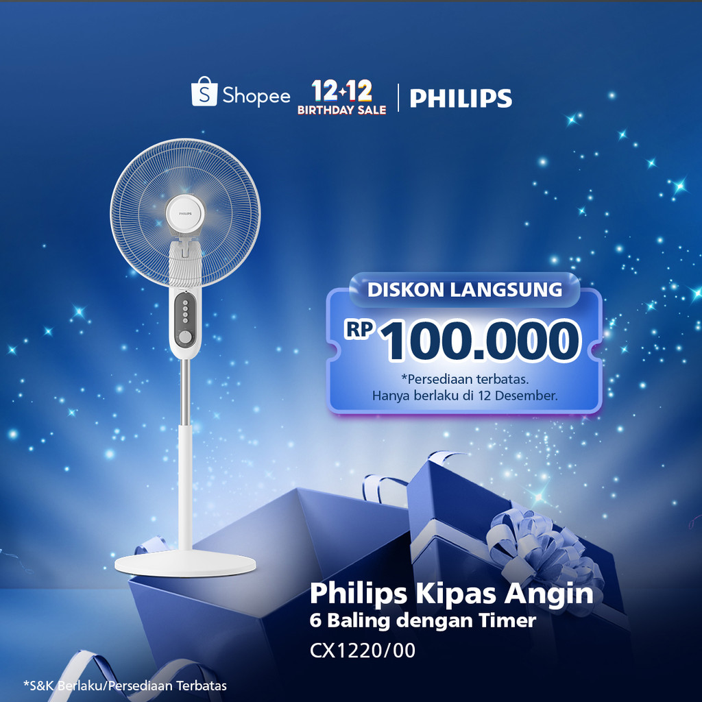 Baru Kipas Angin Philips, Stylish, Baling 6 dengan Timer - CX1220/00 - Putih - Lebih Kencang, Lebih 