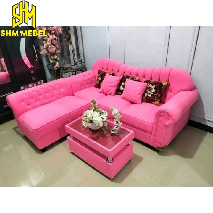 Sofa L kupu kupu sofa minimalis harga pabrik sofa warna pink
