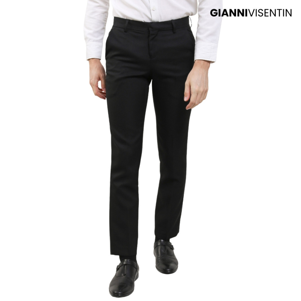 Gianni Visentin - Celana Bahan Formal Pria Slimfit Hitam - 4033