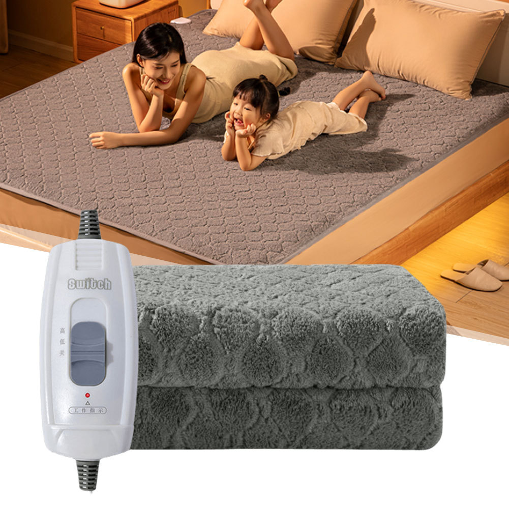 1.5M Plush Electric Blanket Winter Warm Throw Velvet Body Warmer Thermal Blanket Heated Mat Grey Ele