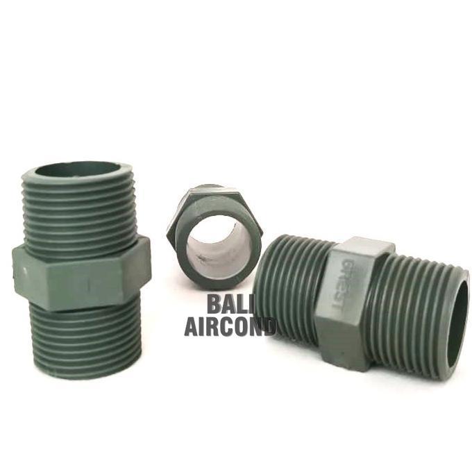 Double Nepel Drat Luar PVC Double Drat PVC 1" Dobel Drat Paralon Nepel Drat Luar 1 in 1/2in 3/4 in