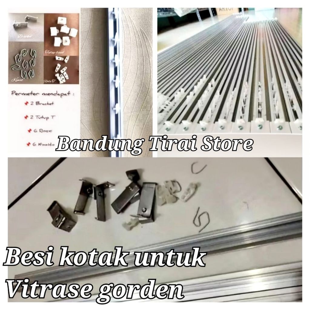 Batang Gorden Vitras / Rel kotak Aluminium Lebar 50 cm Dan 2 Meter