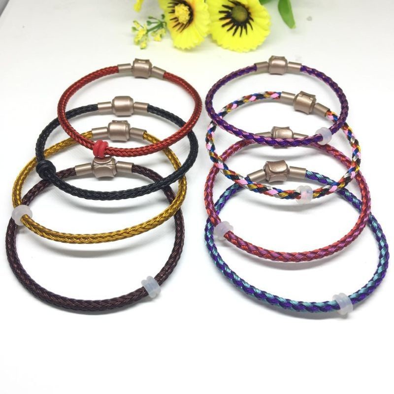 COD [FREE 2 PEMBATAS] Gelang Tali Kawat Wirerope inisial liontin huruf waterproof