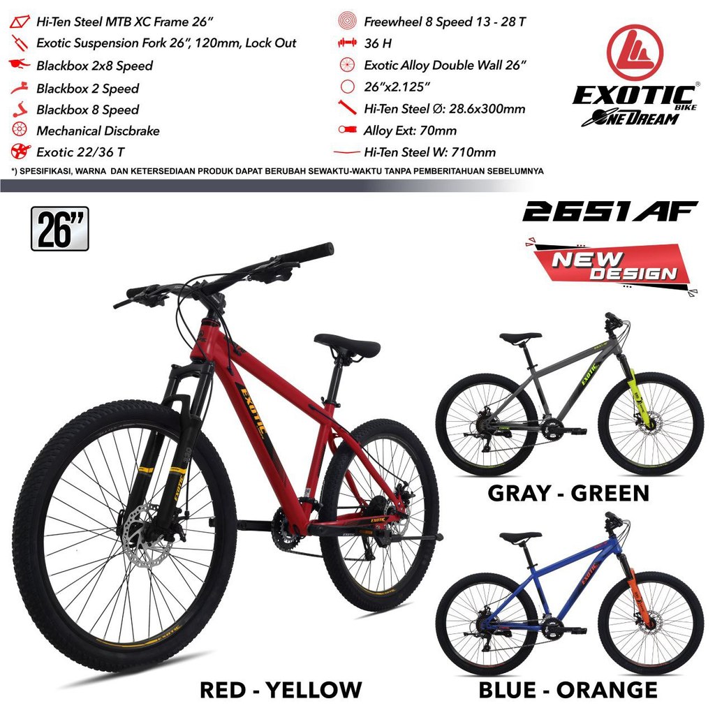 SEPEDA GUNUNG DEWASA / MTB 26 INCH EXOTIC 2651 AF