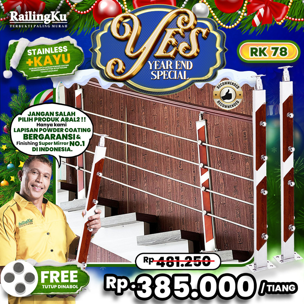 Railing Tangga Stainless Nature Desain Railingku [YES] RK 78 Railing Anti Karat Free Penutup Dynabol