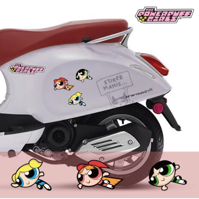 Stiker Powerpuff Stiker Mobil Stiker Helm Stiker Laptop Stiker Motor Vespa Scoopy Fillano Stylo Fazz