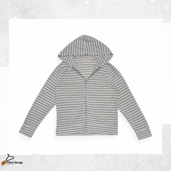 Zipper Hoodie Fleece Jacket Spinash Stripe Light Grey White Color