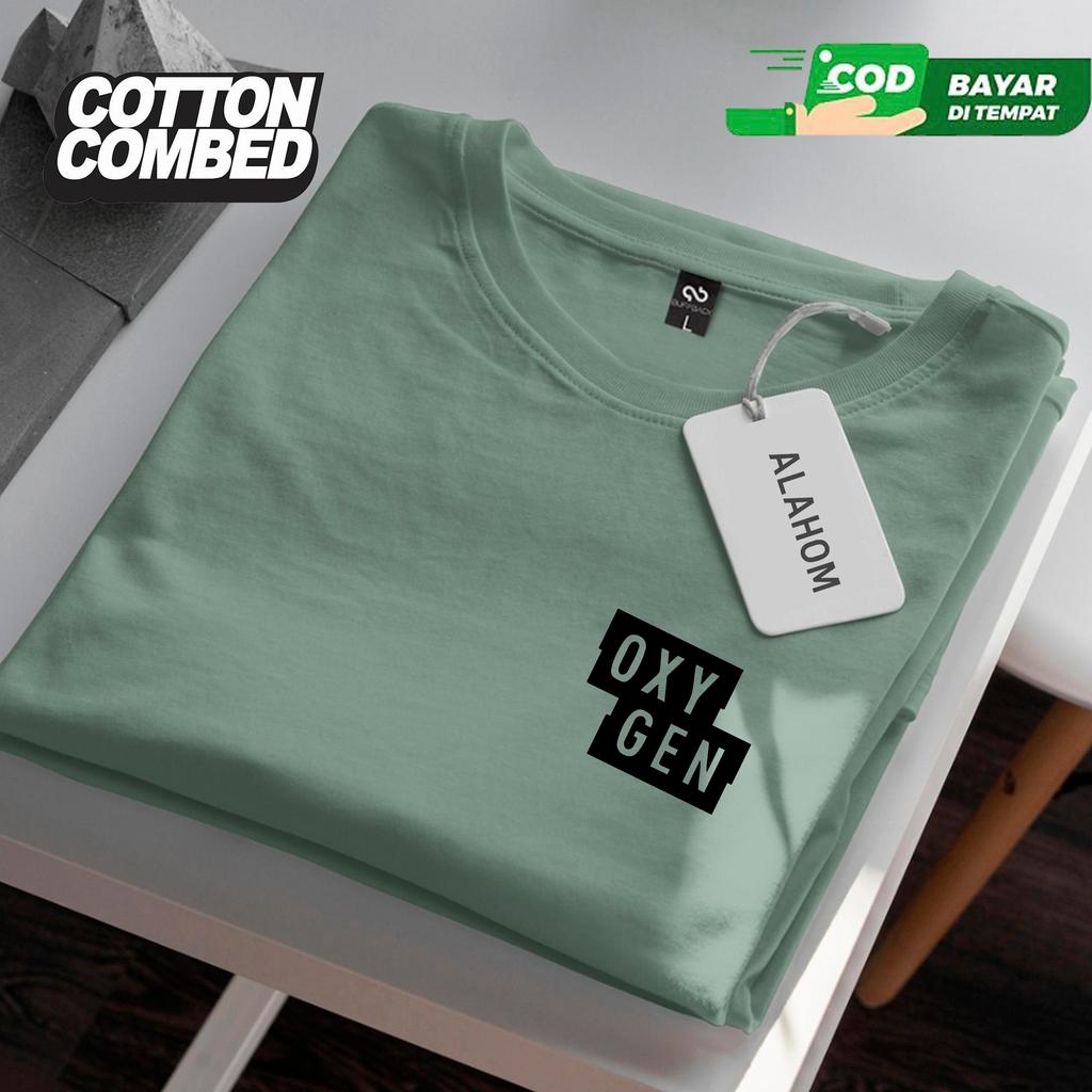 [BISA COD] Kaos Distro Lengan Pendek Motif Kecil Oxygen Lengan Penduk Motif Silver Kaos Atasan Pria 