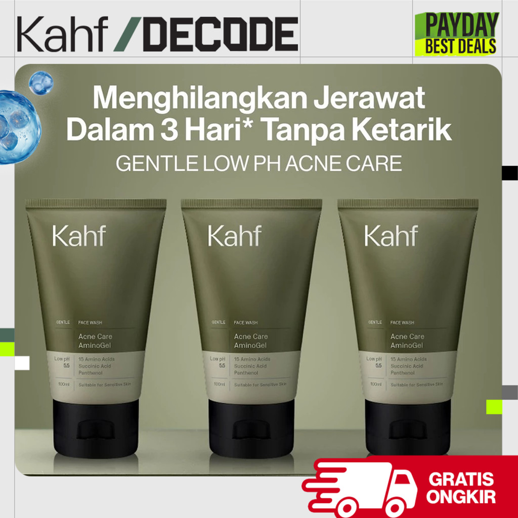 [KAHF BUNDLE 3IN1 PAKET FACIAL WASH] Triple Pack Face Wash 100 ml - Sabun Cuci Muka Pria Brightening