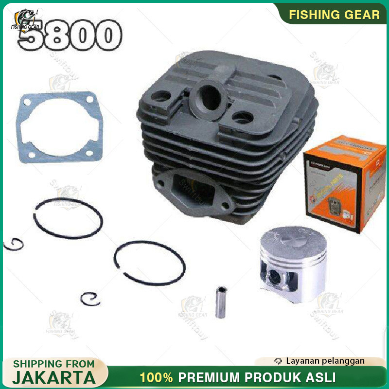 58CC Chainsaw Cylinder Piston Kit / 5800 / 45.2MM / Cylinder Block Assy Komplit Blok Chainsaw 58cc /