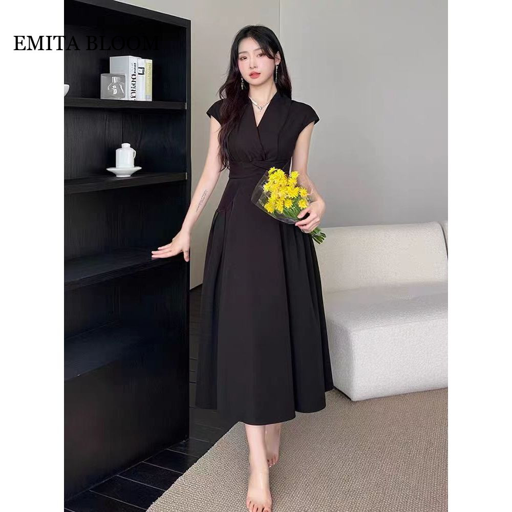 long  baju dress korean style wanita premium princess inner dress tanpa lengan premium jumbo press b