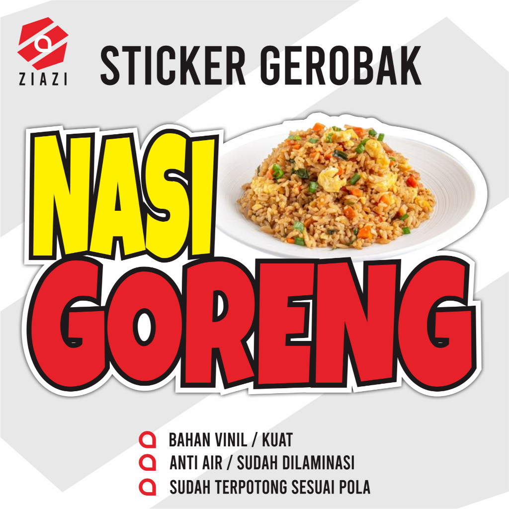 Sticker Nasi Goreng Sticker Kaca Sticker Etalase Sticker Gerobak Sticker Nama Usaha Sticker