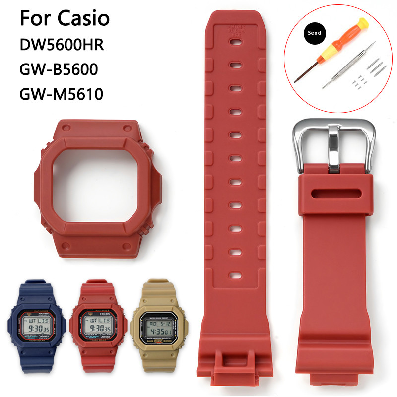 Silicone Band+Watch case for Casio DW5600/5610 DW5600HR/GW-M5610/GWB5600 Gshock Strap Sport Replacem