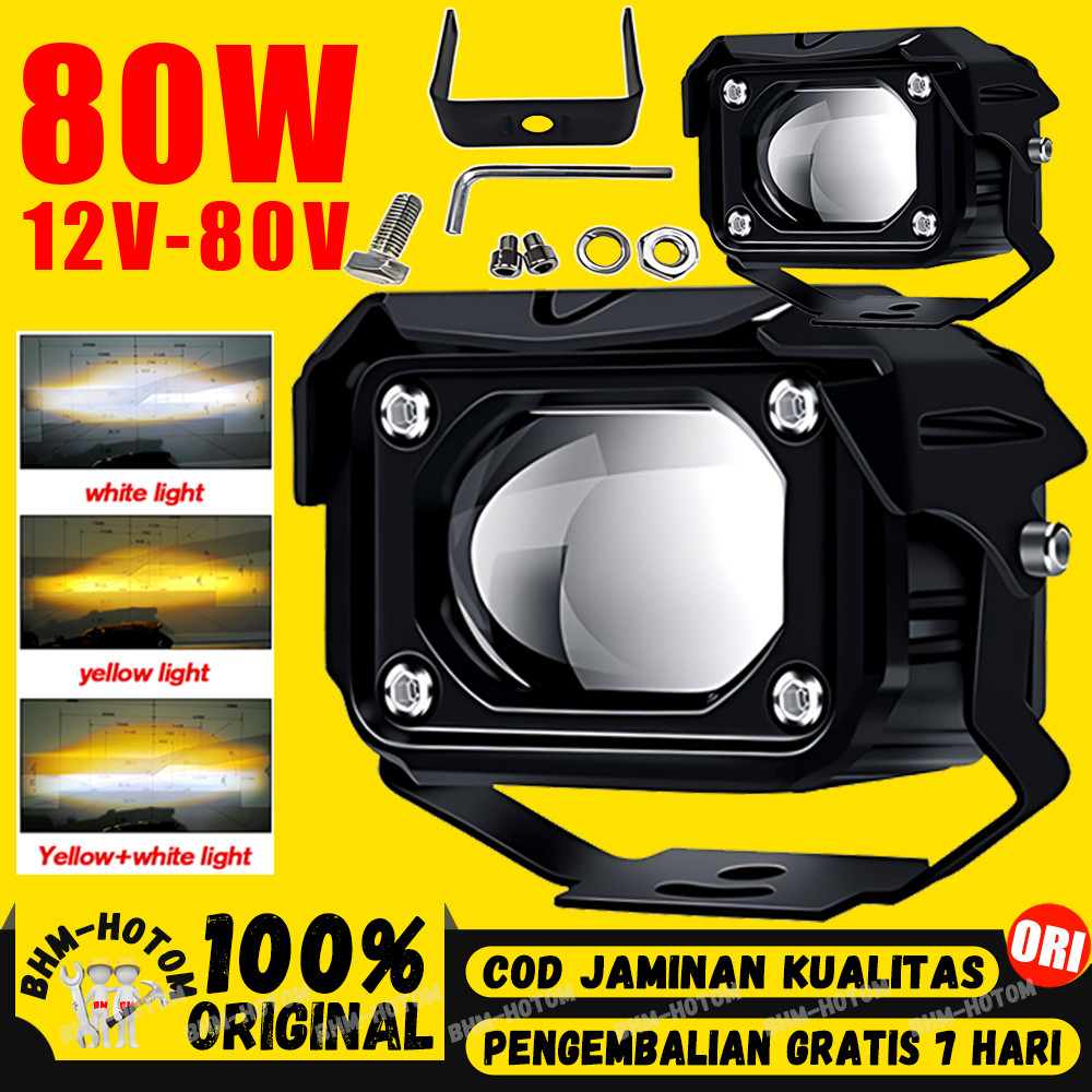 Lampu Sorot LED Laser Mobil Motor Sorot Lasergun 80W Lampu Tembak Laser Led Mini 3 Inches Black Mata