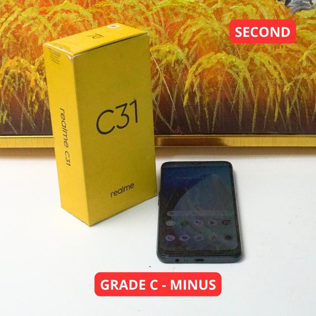 REALME C31 3/32 GB GRADE C - MINUS HP SECOND ORIGINAL SINAR MUTIARA CELL