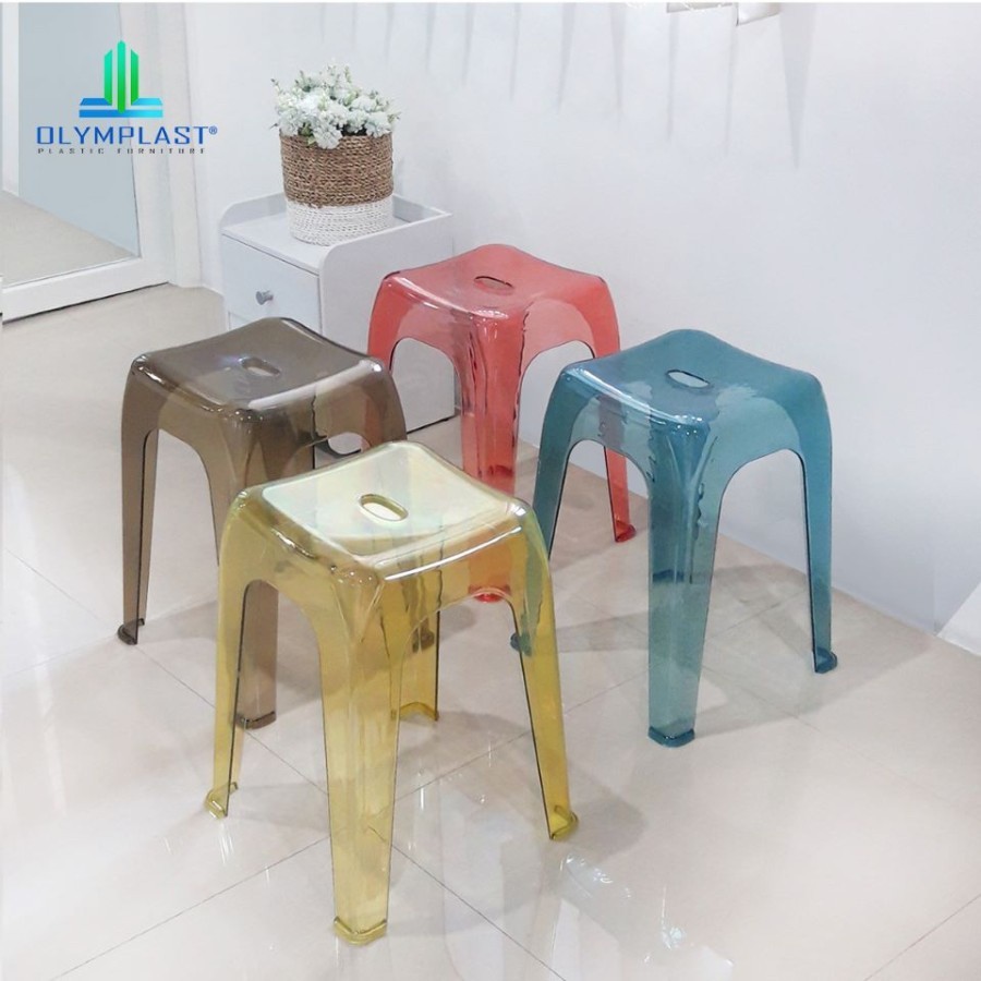 TOKO MEBEL MURAH ONLINE SBY - KURSI BASO BENING OLYMPLAST TRANSPARANT CRYSTAL STOOL / KURSI CAFE UNI