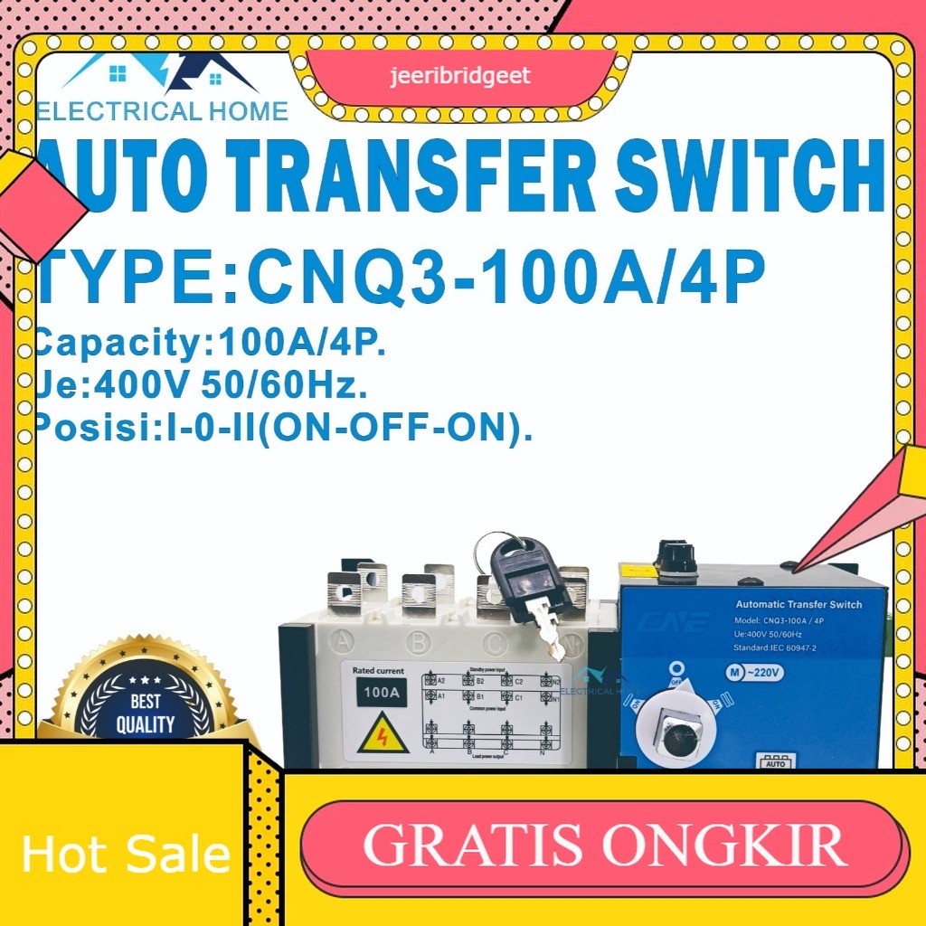 Auto Transfer Switch ATS 4P 100A/Motorized Ohm Saklar 100A BEST QUALITY