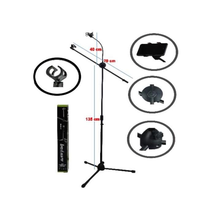 Stand Microphone dan Holder Handphone, Tiang Mic Holder HP Stand mic Betavo