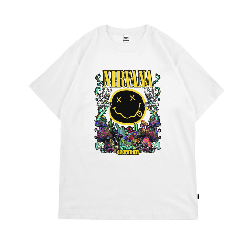 COD TeeFunk T shirt Kaos Pria Nirvana White Cotton 24s