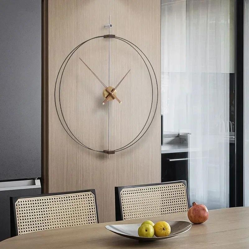 Art Wall Clock Silent Spain Watches Large Living Room Clocks Luxury Minimalist Watch Solid Wood Poin