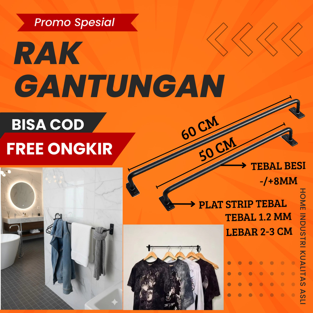 rak gantungan baju tempel dinding  / gantungan handuk tempel dinding / gantungan baju tempel