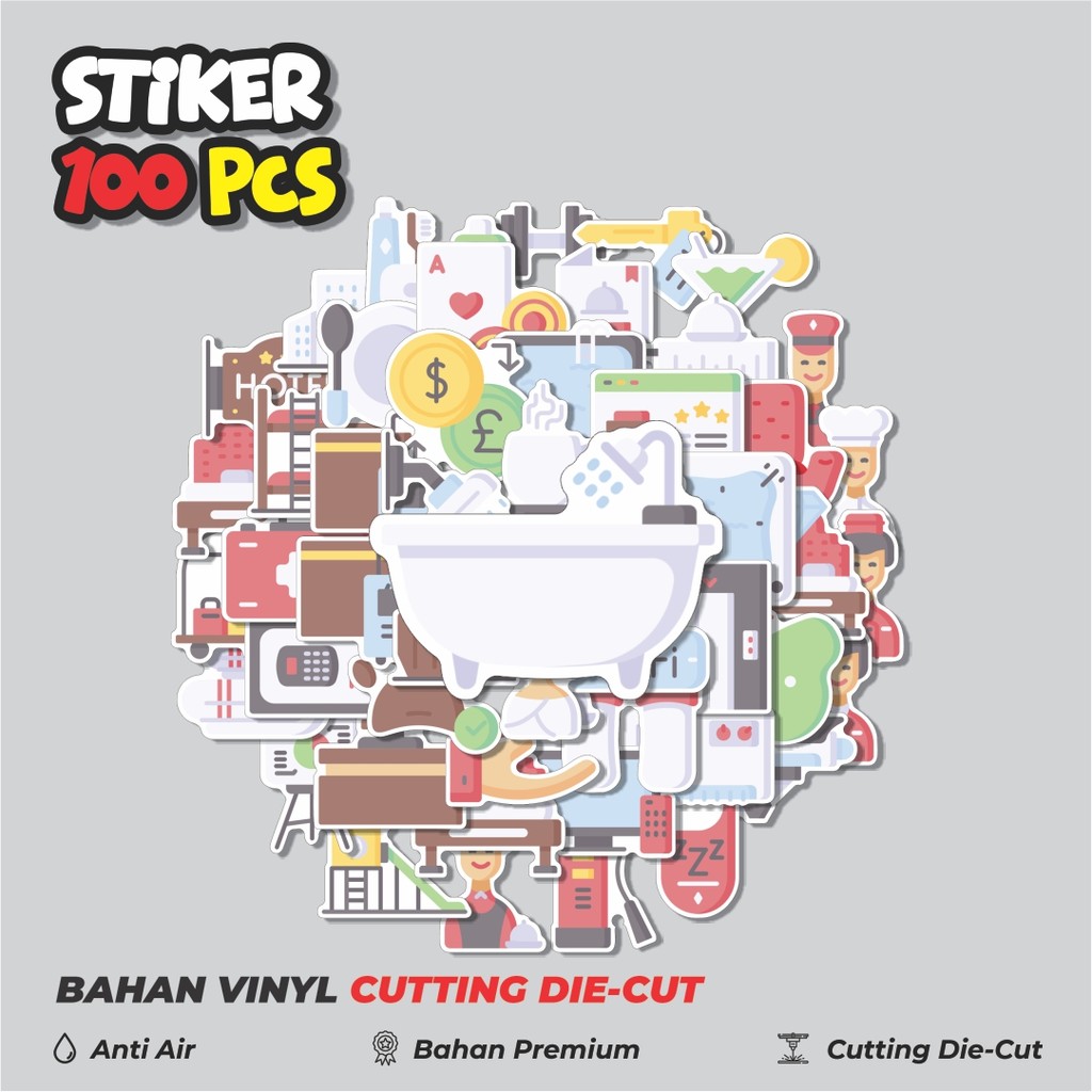 Terbaru 50 pcs Stiker Hotel Service Dekorasi Lucu Kreatif untuk Notebook, Skateboard, HP
