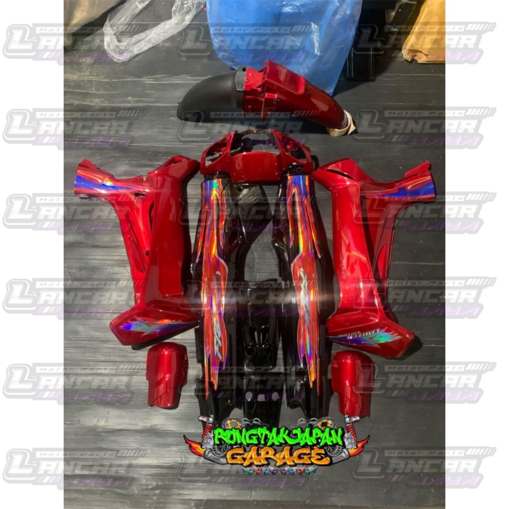 full set body halus fiz r f1zr merah maron hitam set striping api cover bodi fiz r f1zr maron hitam 