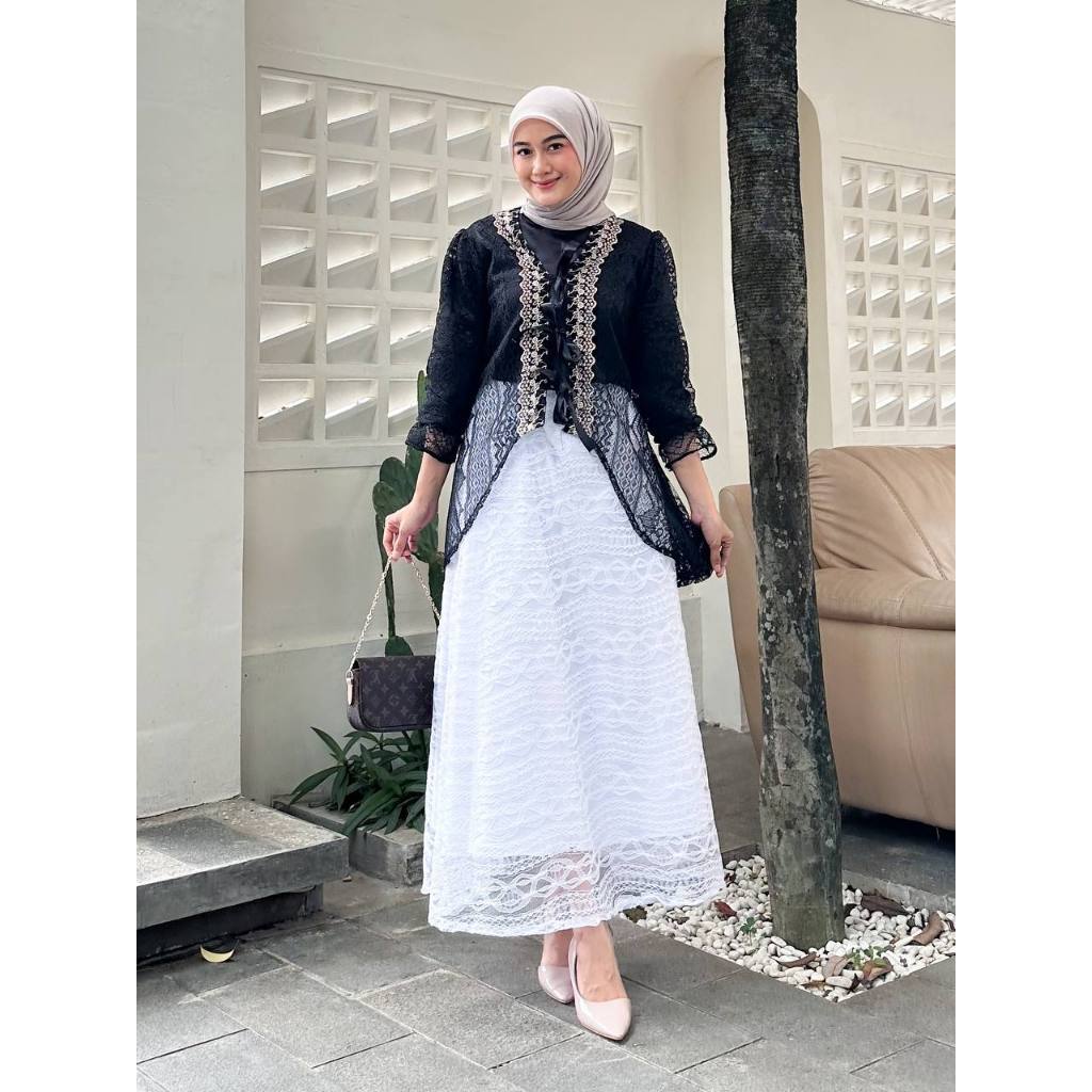 Tunik Wisa Outer Tille Brukat Cardigan Atasan Kondangan Lebaran Raya Bridesmaid Wisuda Pesta Renda