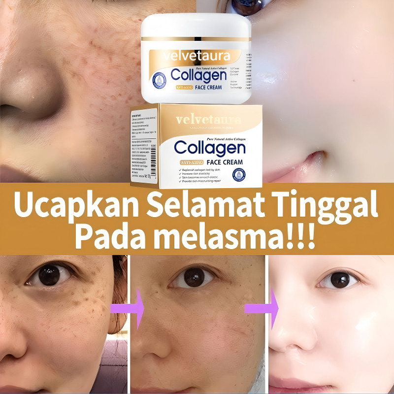 Velvetaura-Krim Wajah Kolagen 100g kualitas baru 100% krim glowing dan pemutih wajah bpom