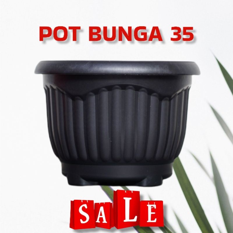 [NEW] Pot Bunga Hitam 35 Noni | Pot Tanaman Plastik Murah Hitam 35 Noni