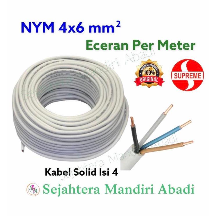 Kabel NYM 4x6 Supreme Per Meter Eceran Kawat Solid Isi 4 Putih