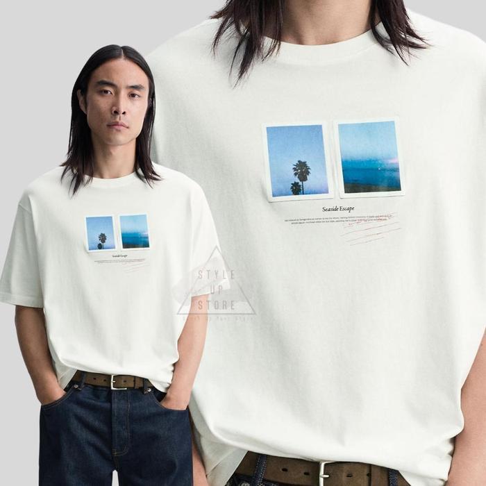 (COD) [ FLASHSALE ] Oversize Boxy Fit Unisex Tshirt - Kaos Seaside Escape Printing Tee - Seaside Esc