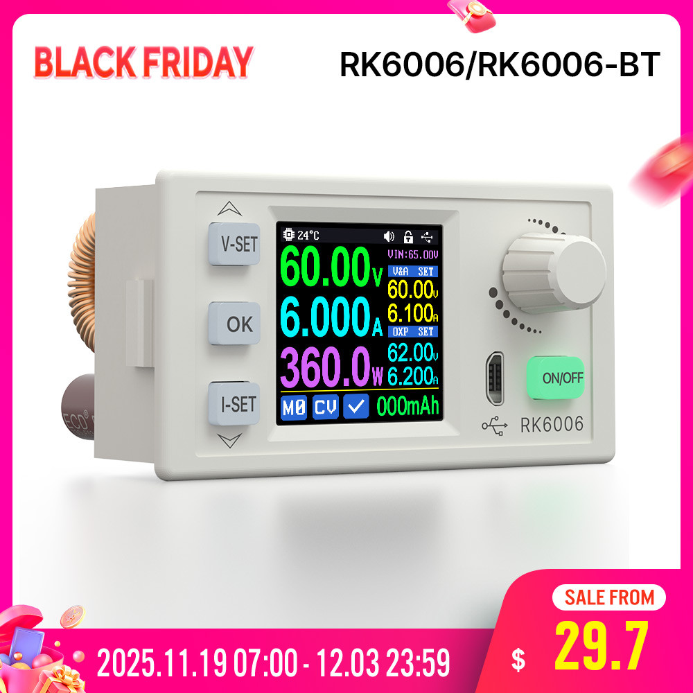 RD RK6006 RK6006-BT 60V 6A 4 git Communication Adjustable DC to DC Step Down Voltage Ben Power Suppl
