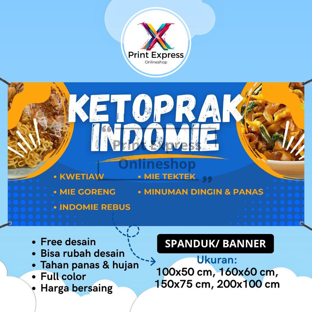 SPANDUK BANNER Ketoprak Indomie Biru Bisa Request Desain