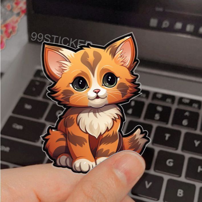 Stiker Printing Testur Timbul, Kucing, Stiker Hologram Dan Putih Kucing Oren, Hp, Motor, Dll
