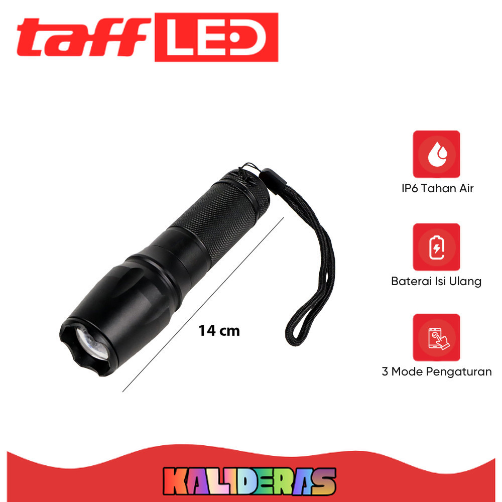 TAFFLED Senter Tactical XML-T6 3000 Lumens Dengan Baterai Charger Box - E97