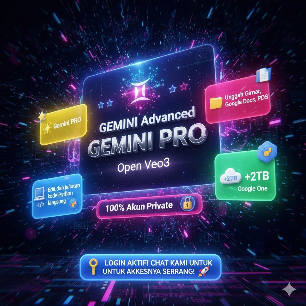 Akun Gemini Premium GEMINI AI PRO  FLOW  KREDIT 1000 +VEO 3.1 | 1 BULAN PRIVATE
