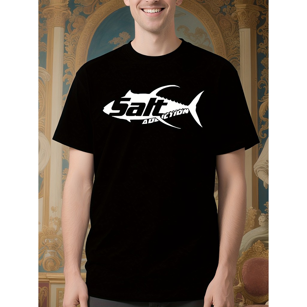 Koleksi Kaos Memancing & Laut Terbaik Desain Hiu Marlin Ikan Besar & Slogan Lucu Katun 100% Lembut B