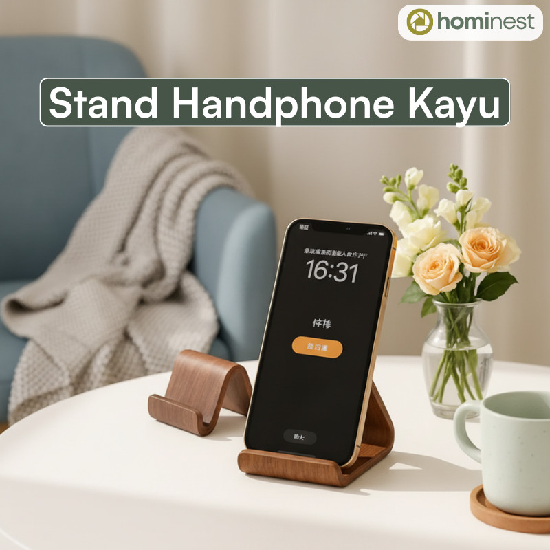 Stand Holder Hp Meja Wooden Phone Holder Stand Handphone Sandaran Dudukan Hp Ponsel Kayu