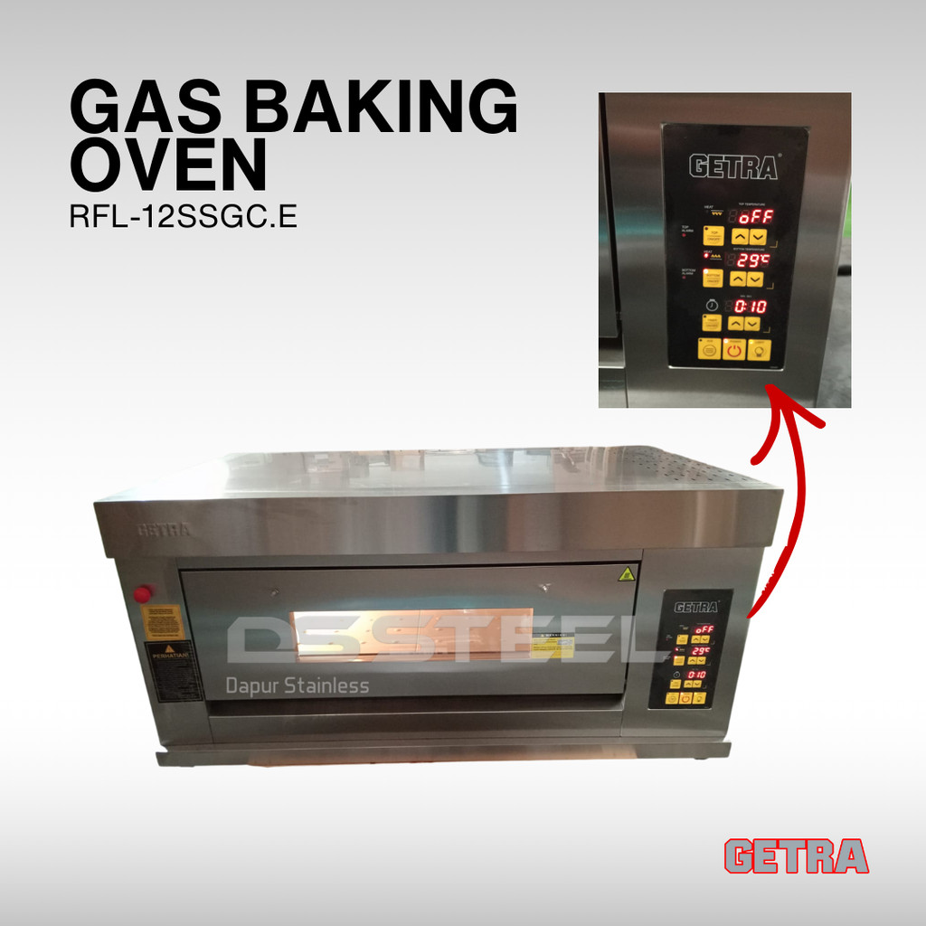 GETRA Gas Baking Oven RFL-12SSGC.E / Digital Oven Getra 1 Deck 2 Loyang
