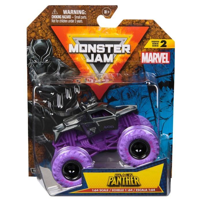 Mainan Mobil-mobilan Monster Jam 1:64 Marvel Single Pack Truk Toy - Black Panther