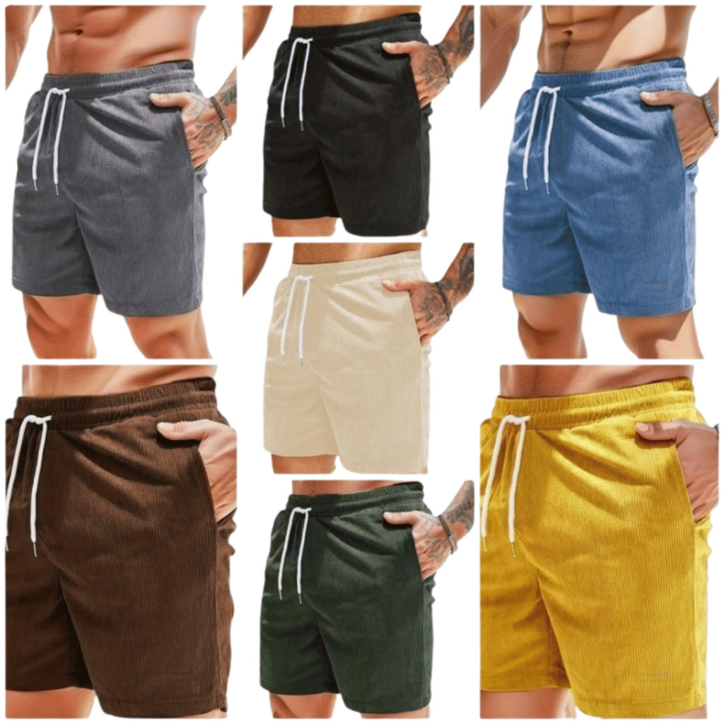(3 PCS) Celana Corduroy Korea Style Boardshort Corduroy Celana Pendek Dewasa Shortpant Cordoray