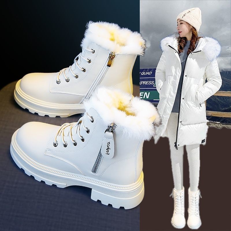 Women's New Fleece-Lined Thickened Winter Short Boots Thick Sole Martin Boots Winter Shoes