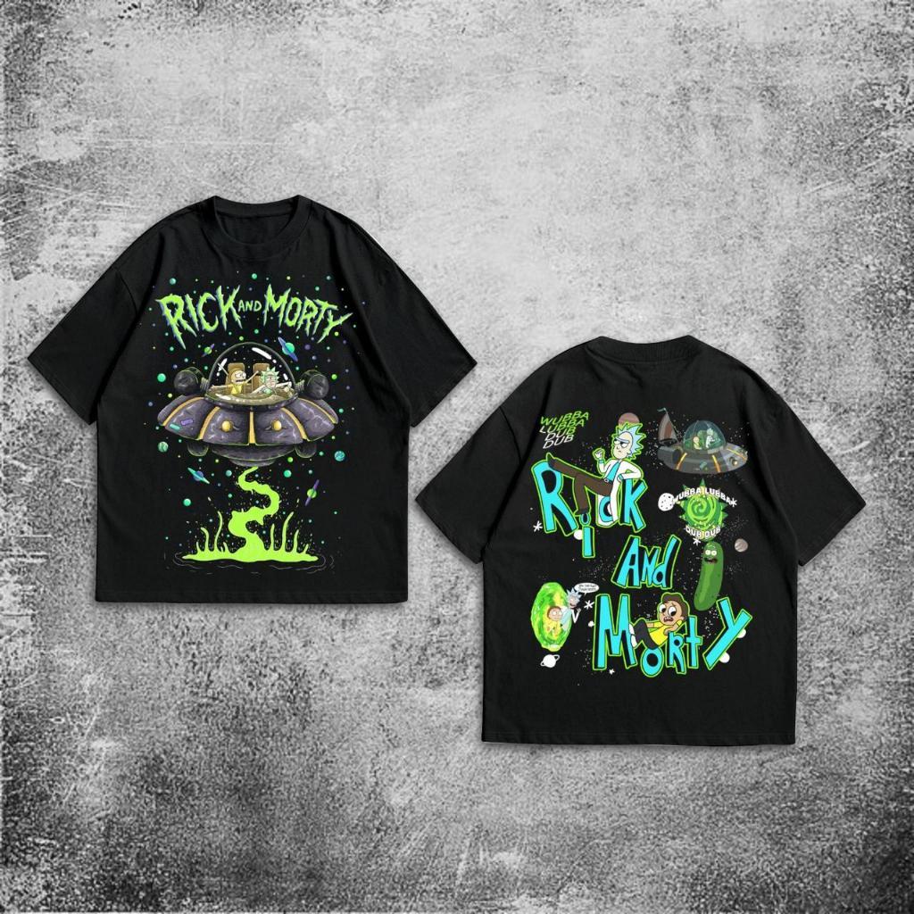 COD Baju Kaos P&B Oversize Rick And Morty - T Shirt Vintage Rick And Morty Oversized Black 20s