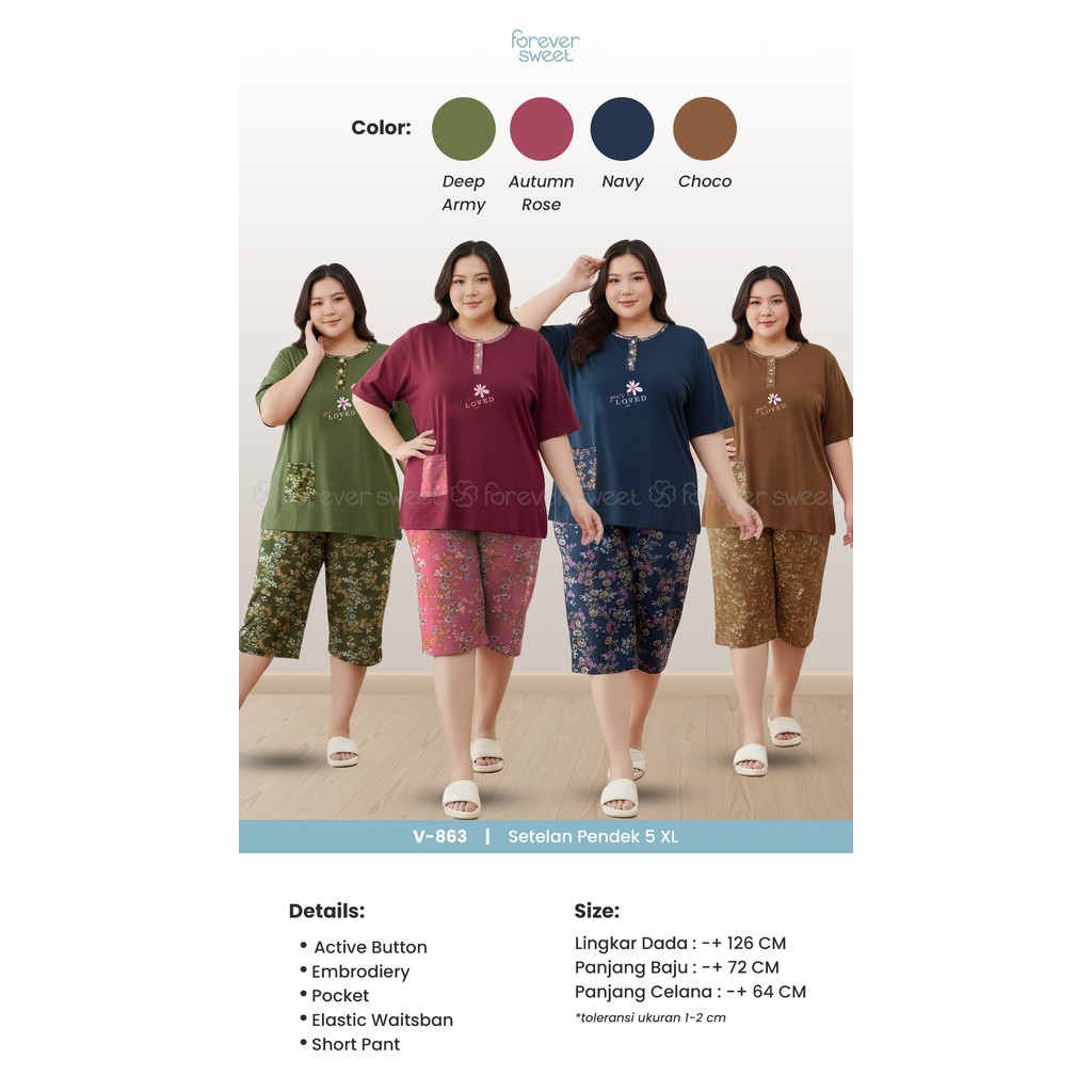 Baby doll/ setelan Jumbo Pendek- pendek   (5xl ) Forever