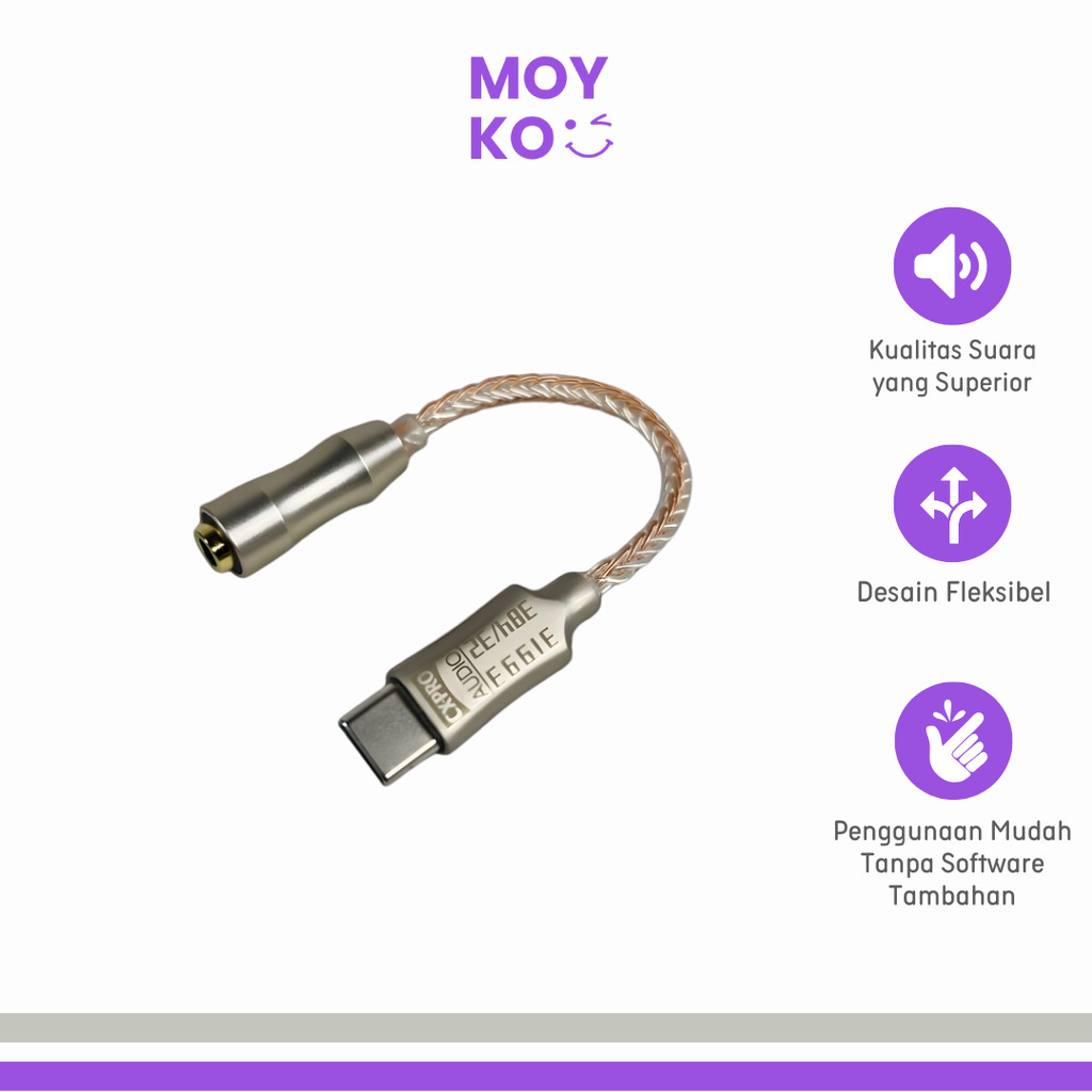 Kabel USB Type C ke 3.5mm Adaptor HiFi DAC Conexant CX31993 Chip - CX-PRO