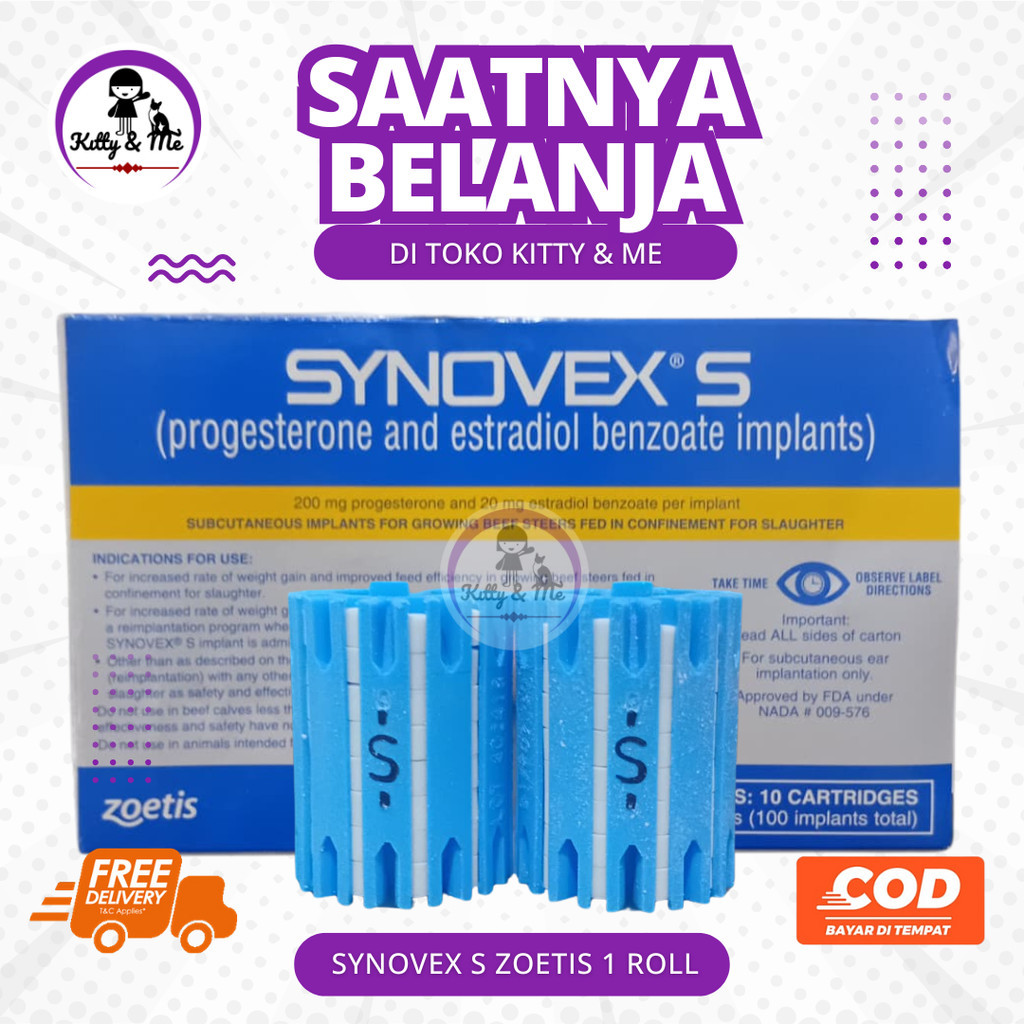 Synovex S Zoetis 1 Roll - Implan untuk pemacu pertumbuhan ternak pada sapi Jantan