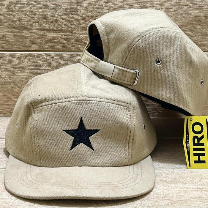 [COD]Topi Snapback Bordir Bintang 5panel New Model/Topi Distro Keren - krem, all size