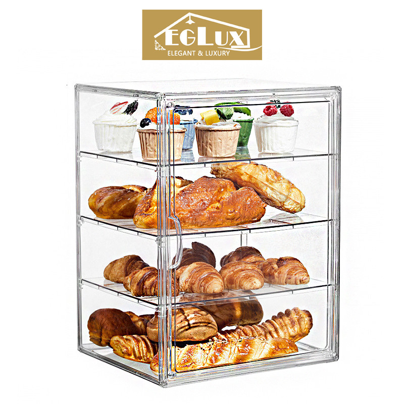 EGLUX Kotak Kue Akrilik Tempat Kue Etalase roti rak