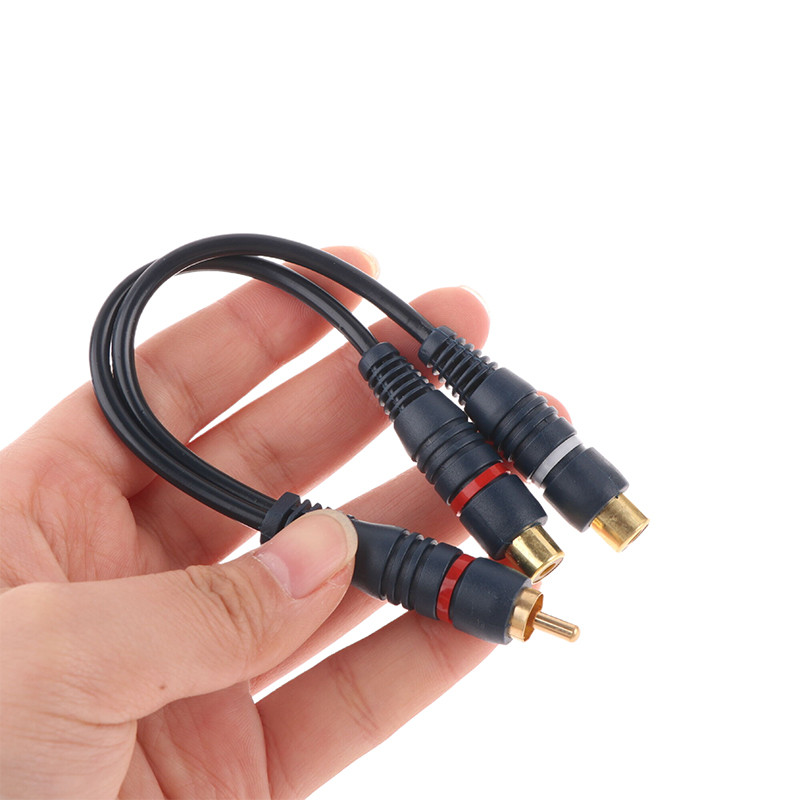 stributor Converter Speaker Gold Cable Cord Line Cooper Wire 2 RCA Female To 1 RCA Male Splitter Cab